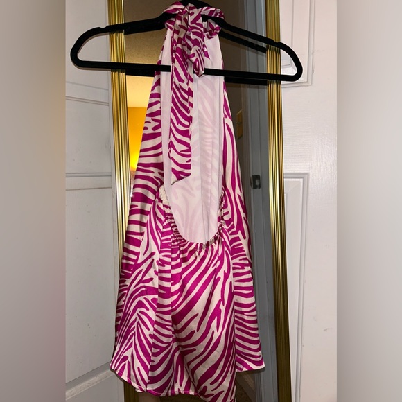 Pink Zebra Halter Top - Picture 3 of 4